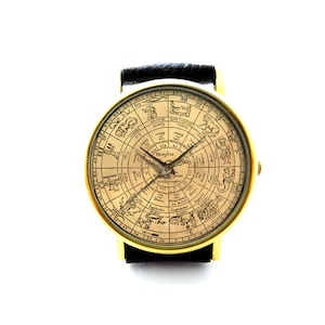 Zodiac Signs Leather Watch, Unisex Watch, Ladies Watch, Mens Watch, Pattern 3