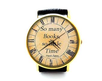 So many books, so little time Leather Watch, Unisex Watch, Book Watch, Teacher's Gift, Book Jewelry