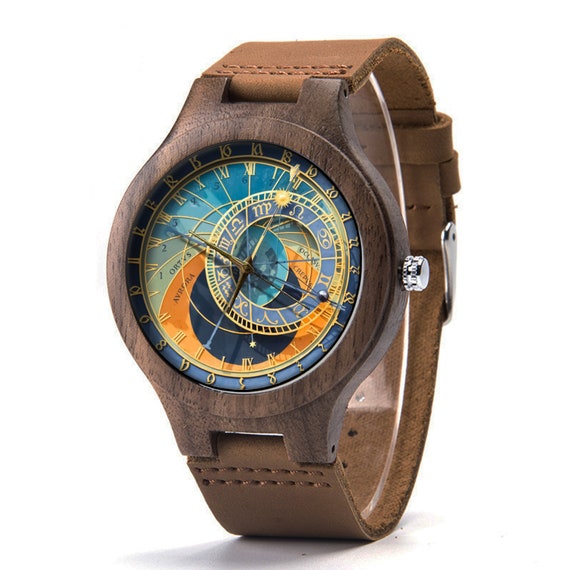 Reloj Astronómico de Praga, reloj de madera y cuero, reloj