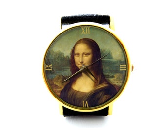 Zegarek skórzany Mona Lisa, zegarek Leonardo da Vinci, zegarek unisex Mona Lisa, biżuteria da Vinci