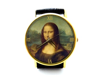 Mona Lisa Lederuhr, Leonardo da Vinci Uhr, Mona Lisa Unisex Uhr, da Vinci Schmuck