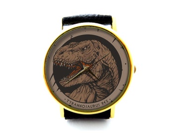 Vintage Dinosaur Leather Watch, T-Rex Watch, Unisex Watch, Ladies Watch, Mens Watch, Women Watch, Dinosaur Jewelry