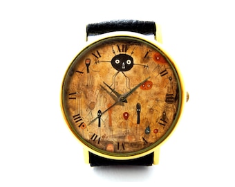 Alien Leather Watch, UFO Ladies Watch, Unisex Watch, Alien Watch, Alien Jewelry