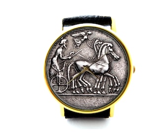 Antique Coin Leather Watch, Ancient Coin, Old Coin, Unisex Watch, Ladies Watch, Mens Watch, Coin Jewelry, Pattern 1
