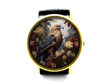 Adler Lederuhr, Adler Damenuhr, Unisex Uhr, Adler Schmuck, Schmuck im Vintage-Stil