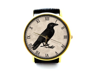 Victorian Gothic Watch Crow Watch, Unisex Watch, Ladies Watch, Mens Watch, Personalized Watch, Pattern 3