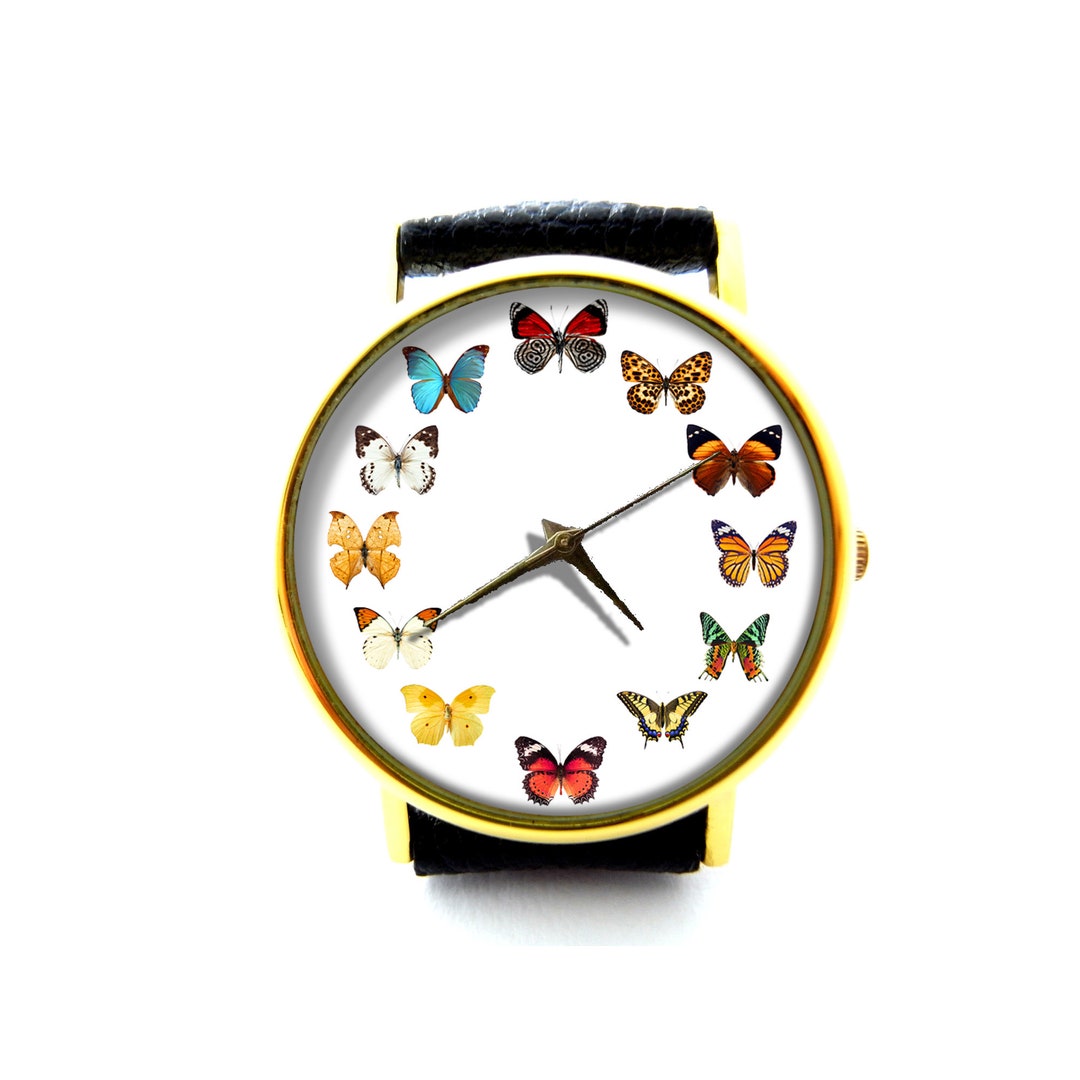 Vintage Butterfly Leather Watch, Butterfly Watch, Gift Ideas, Birthday