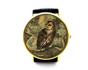 Owl Leather Watch, Owl Ladies Watch, Unisex Watch, Owl Jewellery
