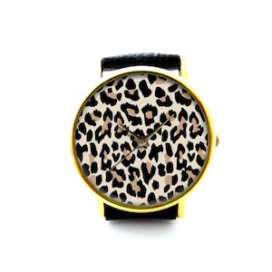 Leopard Leather Watch, Leopard Ladies Watch, Unisex Watch, Leopard Jewellery