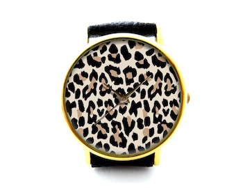 Leopard Leather Watch, Leopard Ladies Watch, Unisex Watch, Leopard Jewellery