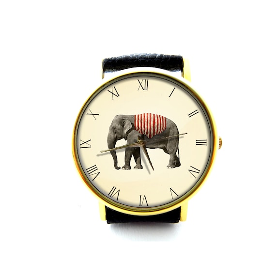 Vintage Elephant Leather Watch, Unisex Watch, Ladies Watch  display picture 2