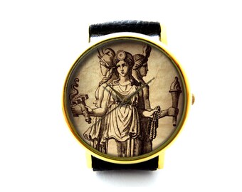 Hecate, Greek Goddess of Magic Leather Watch, Witchcraft Watch, Necromancy Watch, Sorcery Watch, Witch Jewelry