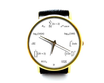 Math Equations and Notations Leather Watch, Math Equations Ladies Watch, Unisex Watch, Equations Jewellery
