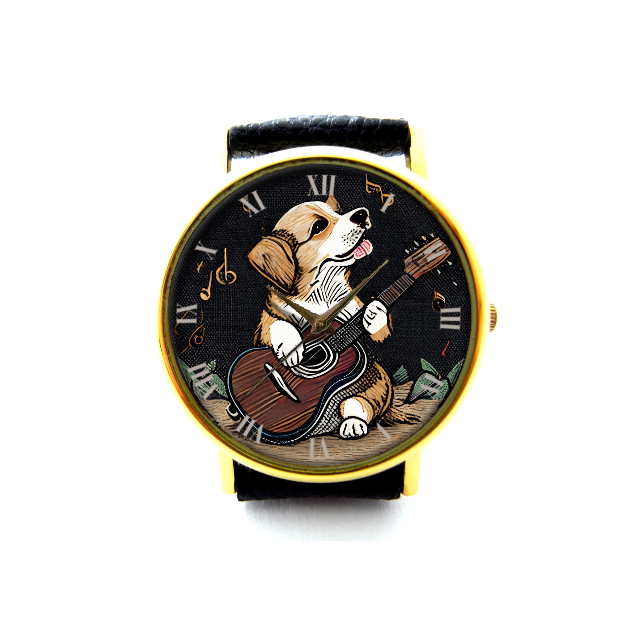 Maximal Art Dog-Themed Watch with Brown Leather Strap Dog Art Mechanical Leather Wrist Watch - Etsy main image 3