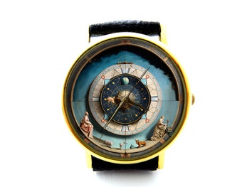 Reloj de cuero del zodiaco, reloj unisex, reloj de mujer, reloj de constelaciones del zodiaco, reloj de astronomía, reloj de estrellas