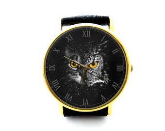 Owl Leather Watch, Owl Ladies Watch, Unisex Watch, Owl Jewellery