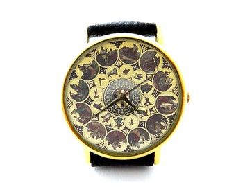 Reloj de cuero astronómico de Praga, reloj de las damas de la astronomía, reloj unisex, joyería de la astronomía