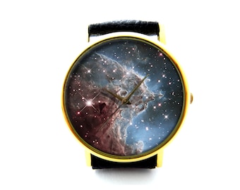 Galaxy Leather Watch, Space Watch, Universe Watch, Constellation Watch, Ladies Watch, Mens Watch, Women's Watch, Galaxy Space Jewelry