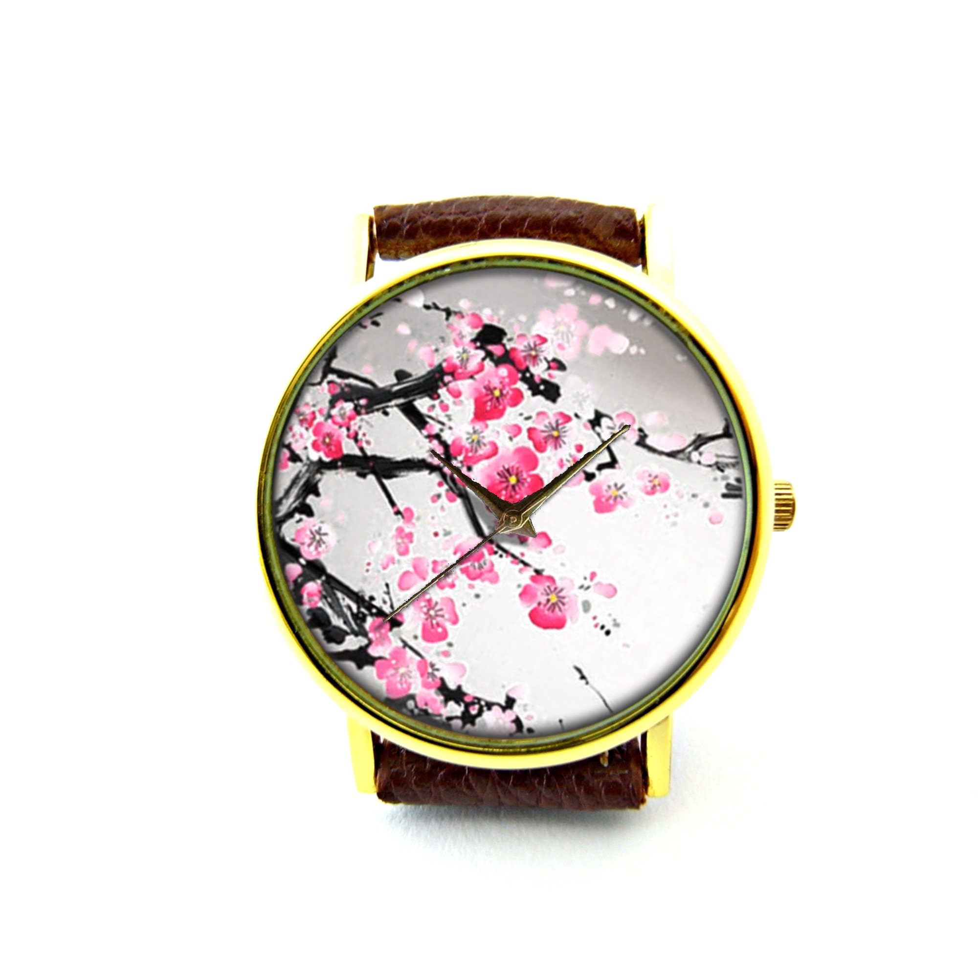 Japan Sakura Cherry Blossom Leather Watch, Sakura Ladies