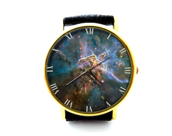 Galaxy Leather Watch, Space Watch, Universe Watch, Unisex Watch, Ladies Watch, Mens Watch, Constellation Watch, Galaxy Jewelry