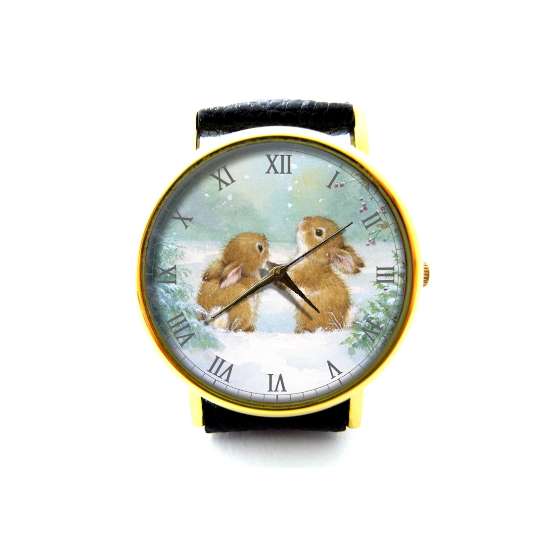 Cute Bunny Leather Watch, Bunny Ladies Watch, Unisex Watch, Vintage ...