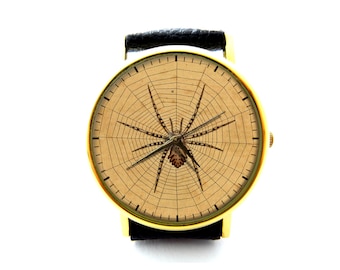 Vintage Spider Leather Watch, Spider Watch, Gift Ideas, Birthday Gift, Spider Jewelry