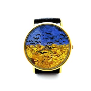Van Gogh Lederen Horloge, Van Gogh Art Ladies Watch, Unisex Horloge, Van Gogh Sieraden