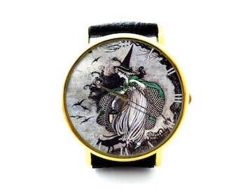 Witch Leather Watch, Witch Ladies Watch, Unisex Watch, Witch Jewellery