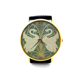 Walter Crane Swan Leather Watch, Swan Ladies Watch, Unisex Watch, Swan Jewellery