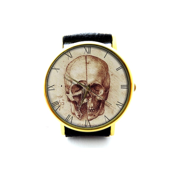Leonardo Da Vinci Leather Watch Skull Sketch Watch Skull Sketch