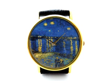 Van Gogh Leather Watch, Art watch, Unisex Watch, Ladies Watch, Mens Watch, Pattern 3