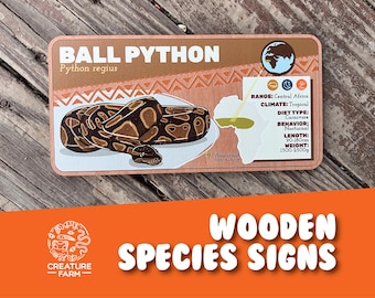 Ball Python Sign: Wooden Reptile Enclosure Decor