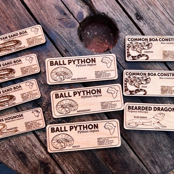 Custom Zoological Species Sign: Reptile, Amphibian, Invert Wooden Tag