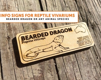 Letrero de especies zoológicas personalizado: Etiqueta de madera grabada con láser para recintos de reptiles y anfibios