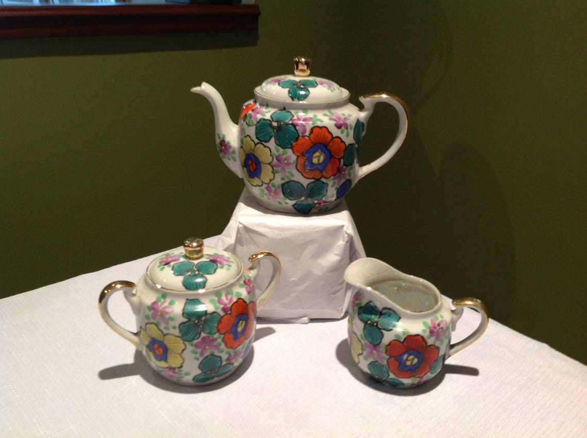 Vintage Hand Painted Tea Set Etsy