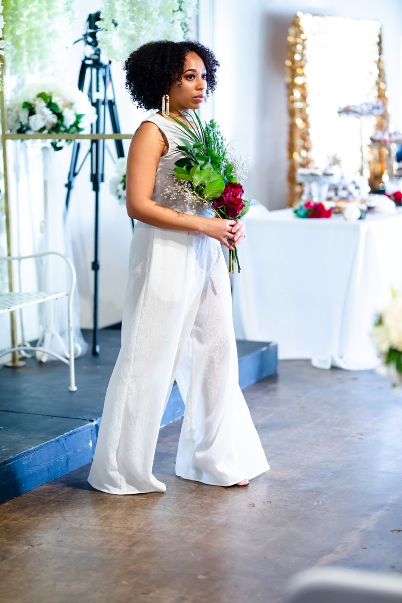 Crew Neck Wide Leg Jumpsuit Off White