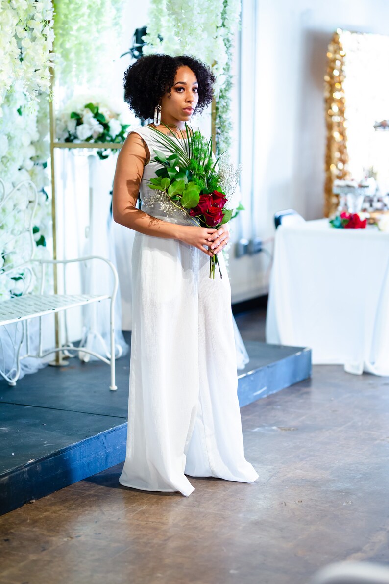 Crew Neck Wide Leg Jumpsuit Off White