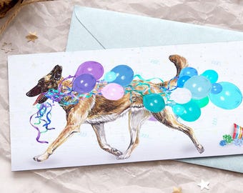 Belgian Malinois Birthday Greeting Card / Blank Inside / Card from the Dog / For Groomers, Vets and Breed Lovers