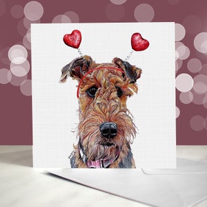 Airedale Terrier - Variedad de tarjetas de aniversario y de San Valentín - Tarjeta de "Te amo" para los amantes de los perros terrier - Divertido San Valentín de parte del perro