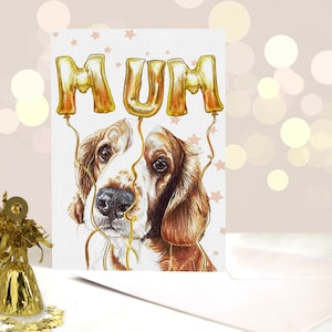 Carte épagneul gallois springer variété de cartes de fête des mères de chien Springer carte de Pâques de chien épagneul cadeau pour les amoureux des chiens cadeaux pour les parents d'animaux de compagnie Mum Balloons