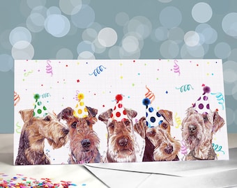 Airedale Terrier Birthday Cards / Variety of Party Themed Designs / Blank Inside / Card from the Dog / For Groomers, Vets and Breed Lovers