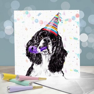Cocker Spaniel Americano - Sombreros de fiesta en diferentes colores / Interior en blanco / Tarjeta del perro