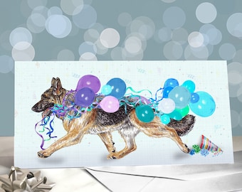 German Shepherd Greeting Card / Alsatian Birthday / Variety of GSD Birthday Cards / Blank Inside / Celebration Card from the Dog