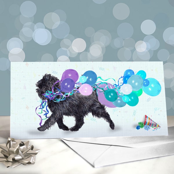 Affenpinscher Greeting Card -  Monkey Terrier Dog Birthday / Blank Inside / Card from the Dog