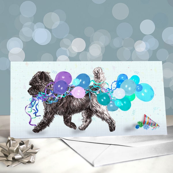 Cairn Terrier Greeting Cards -  Party Hats on Five Different Coloured Cairn Terriers / Blank Inside / Card from the Dog