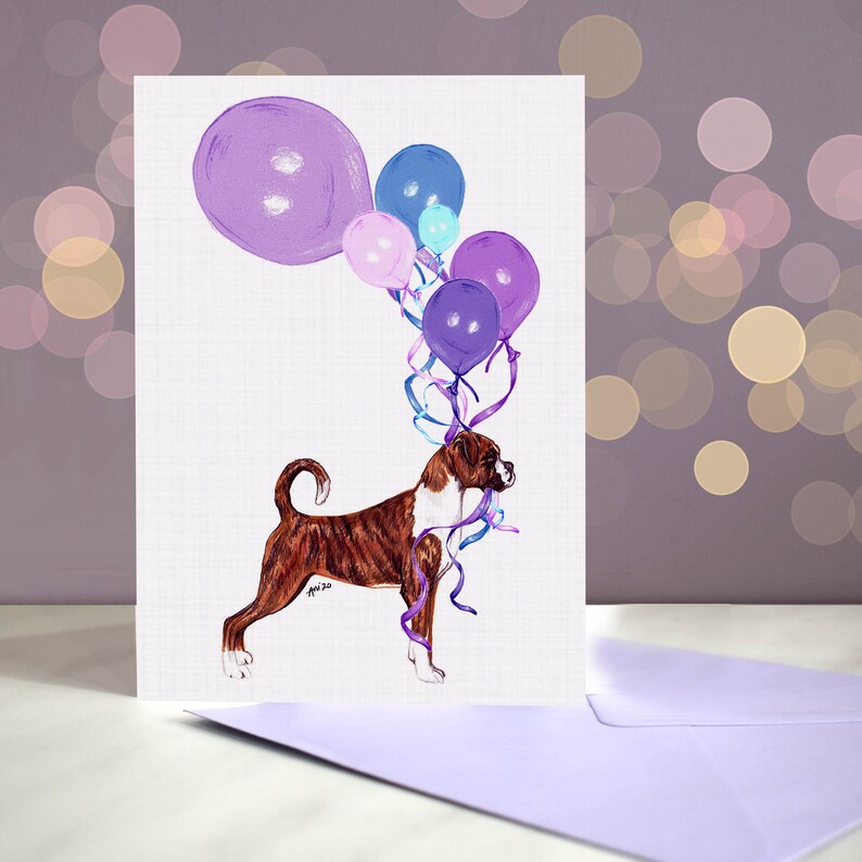 Cartes De Vœux Boxer Bash Chapeaux De Fete Sur Cinq Chiens Etsy France