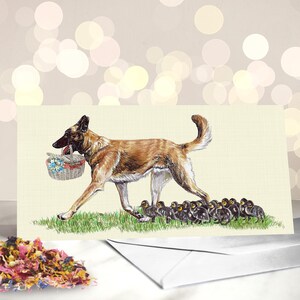 Tarjeta para el Día de la Madre con un Pastor Belga Malinois - Variedad de tarjetas para mamás de perros - Tarjeta de Pascua para perros - Regalos para dueños de mascotas - Hola primavera - Mamá de perro de Mali
