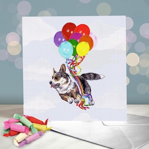 Cartes d'anniversaire pour chien Welsh Corgi Cardigan / Carte de voeux Cardi bleu merle / Intérieur vierge / Carte du chien / Cartes d'anniversaire pour maman chien CWC