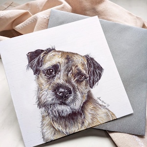 Border Terrier Greeting Card / Grizzle Terrier / Blank Inside from the Dog / For Groomers, Vets and Breed Lovers