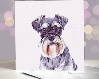 Miniature Schnauzer (Pepper & Salt) Greeting Card / Blank Inside / Card from the Dog / For Groomers, Vets and Breed Lovers